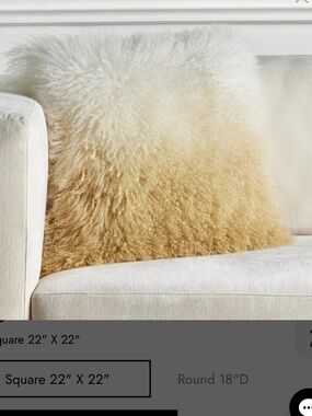 Plush Ombre Mongolian Accent Pillow - Cream to Tan/gold (Set of 2)